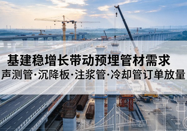 佛冈基建稳增长带动预埋监测管材需求，声测管、沉降板、注浆管订单持续放量